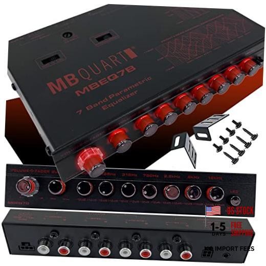 MBEQ7B 7-Band 9 Volts 1/2 DIN Pre-Amp Car Audio Graphic Equalizer with Front