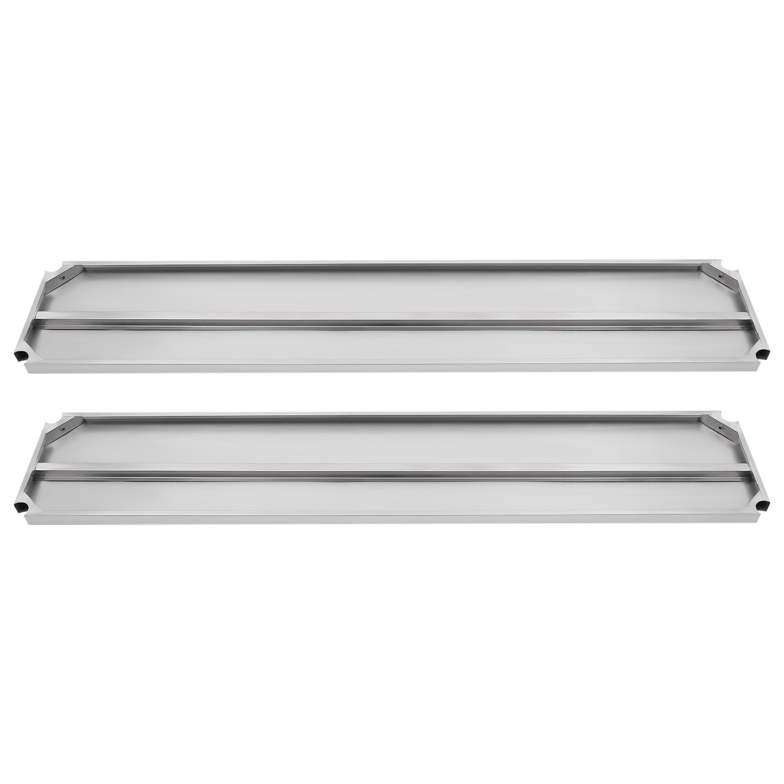 12* 60 in 2 Tier Stainless Steel Silver Adjustable Rectangular Storage Shelf