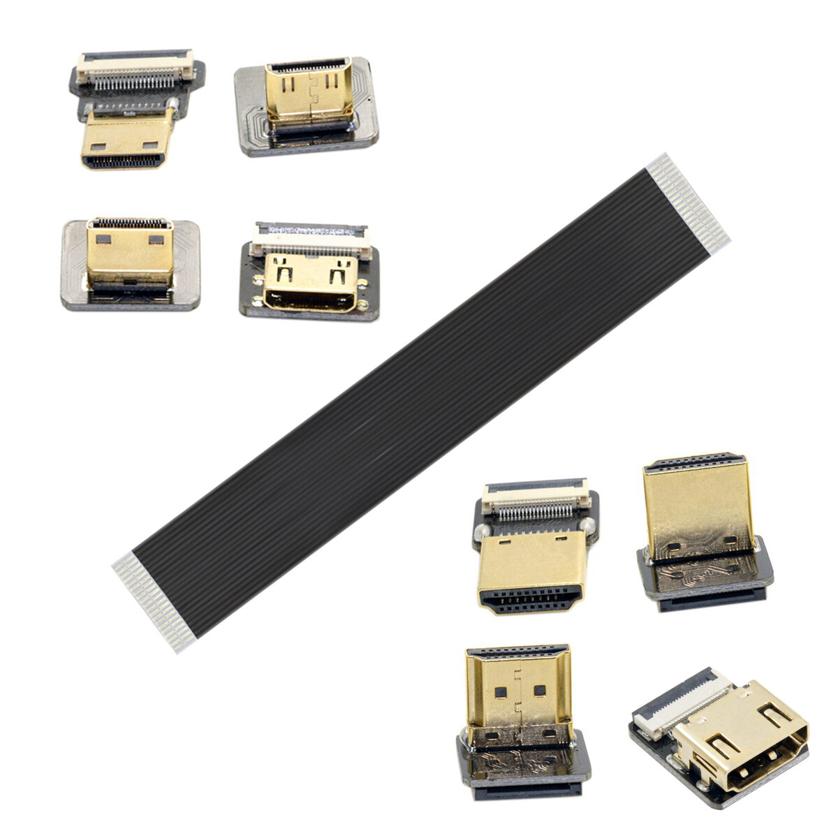 FPV HDMI Ribbon Cable Up Angled 90 Degree Micro HDMI  to Mini HDMI Male FPC FFC