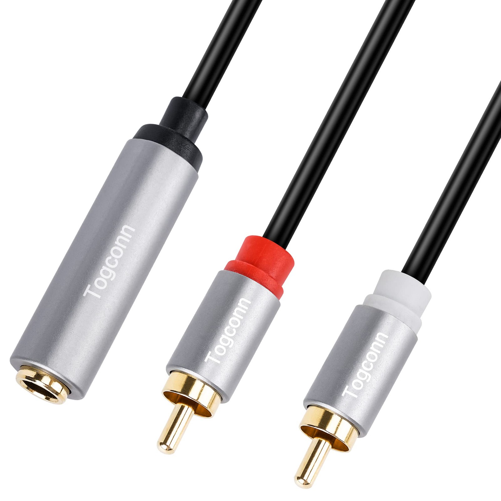 Togconn 6.35mm to 2RCA Audio Cable,6.35mm 1/4 inch Female TRS 1 Pack, Gold