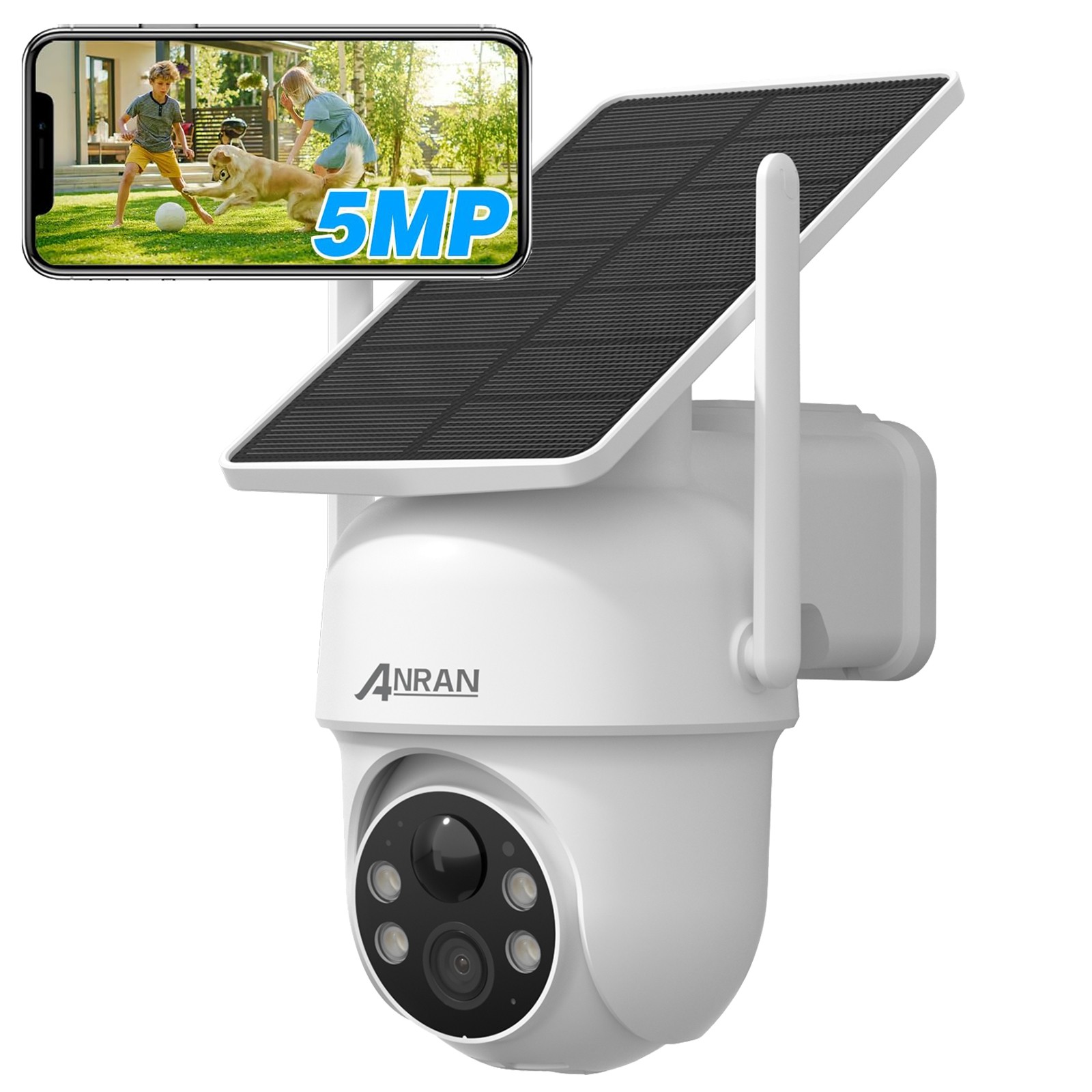 ANRAN HD 5MP Wireless Security Camera System Outdoor Solar Battery WiFi Pan/Tilt