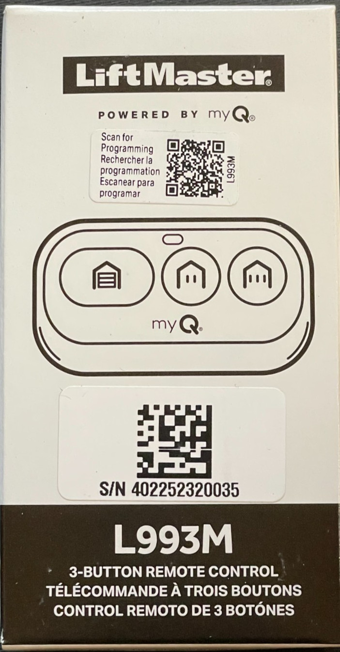Liftmaster L993M MYQ 3-Button Remote Control Transmitter for Garage Gate Openers