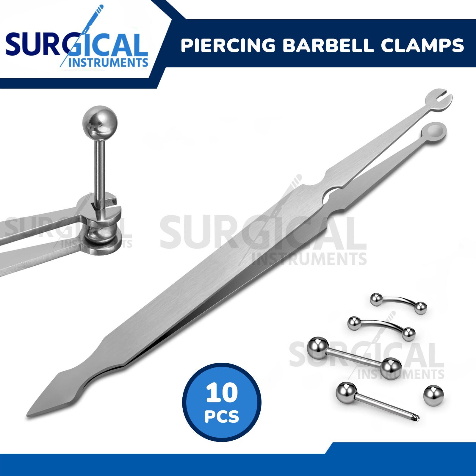 10 Pcs Piercing Barbell Clamps Forceps Plier Catch Barbell Jewelry Clamp Tweezer