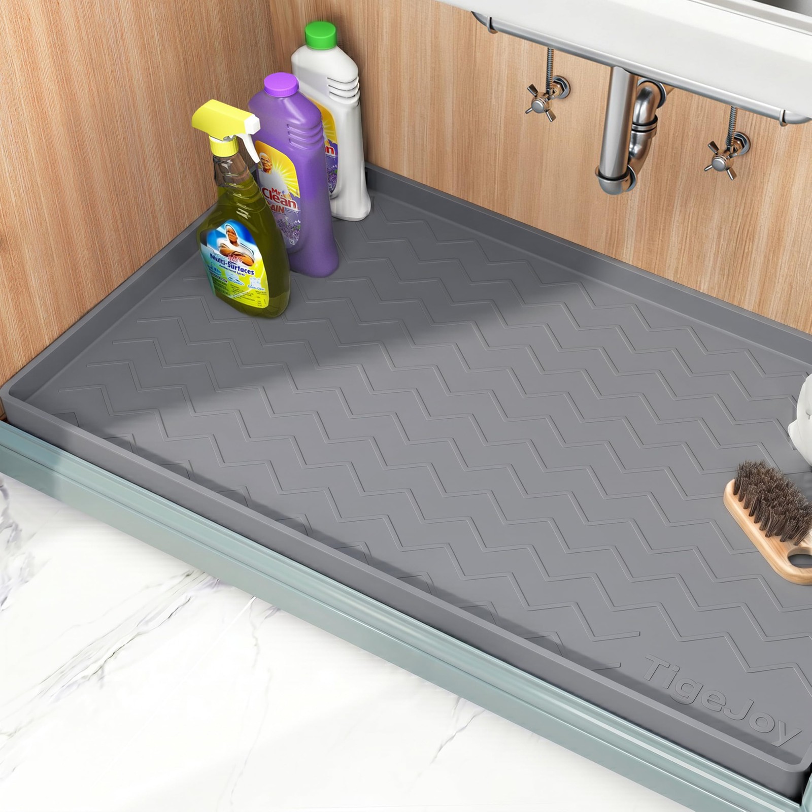 TigeJoy 34" x 22" Under Sink Mats for Kitchen 22"W x 34"L, Dark Gray