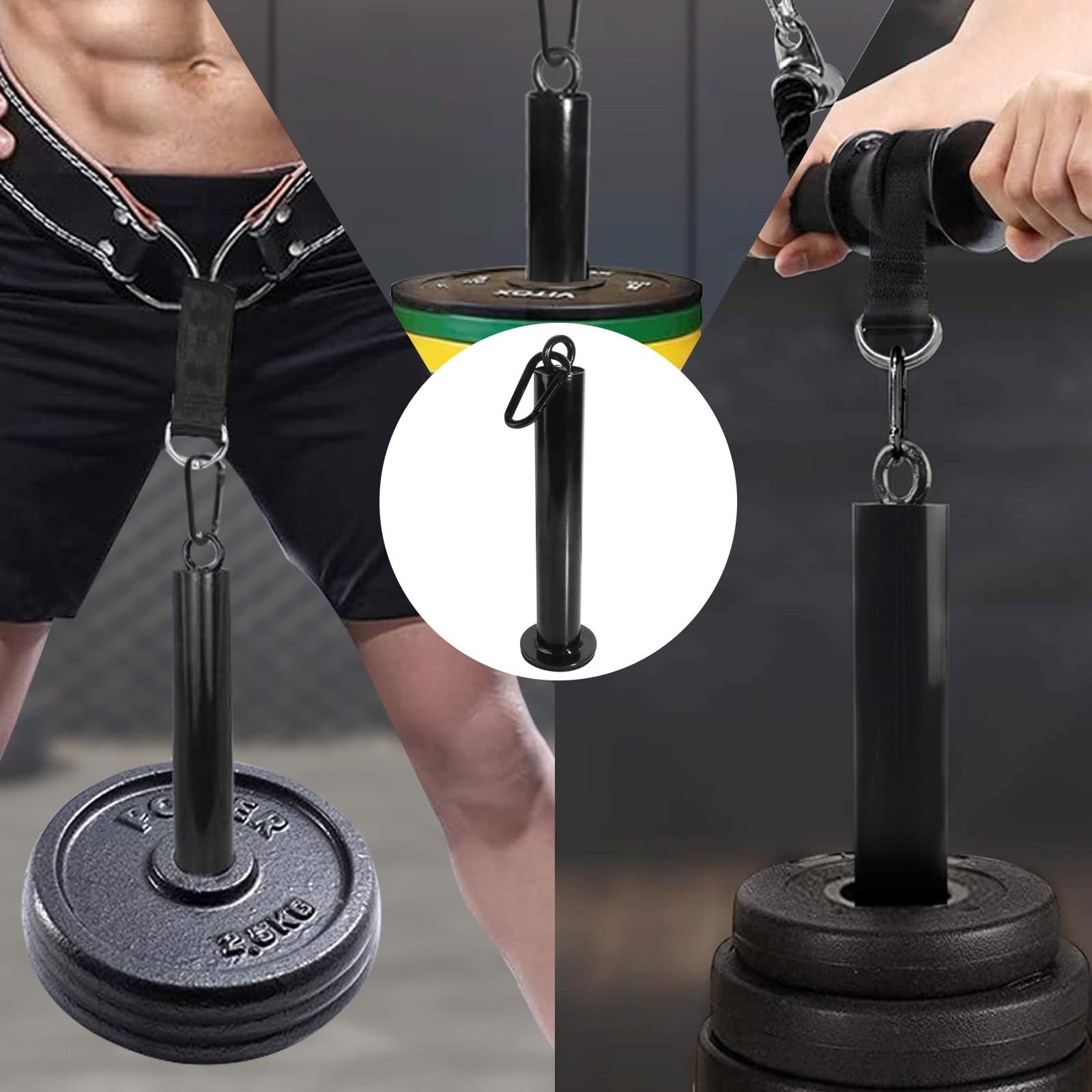 Weight Loading Pin with Carabiner for 2" Olympic Plates & Cable Pulley