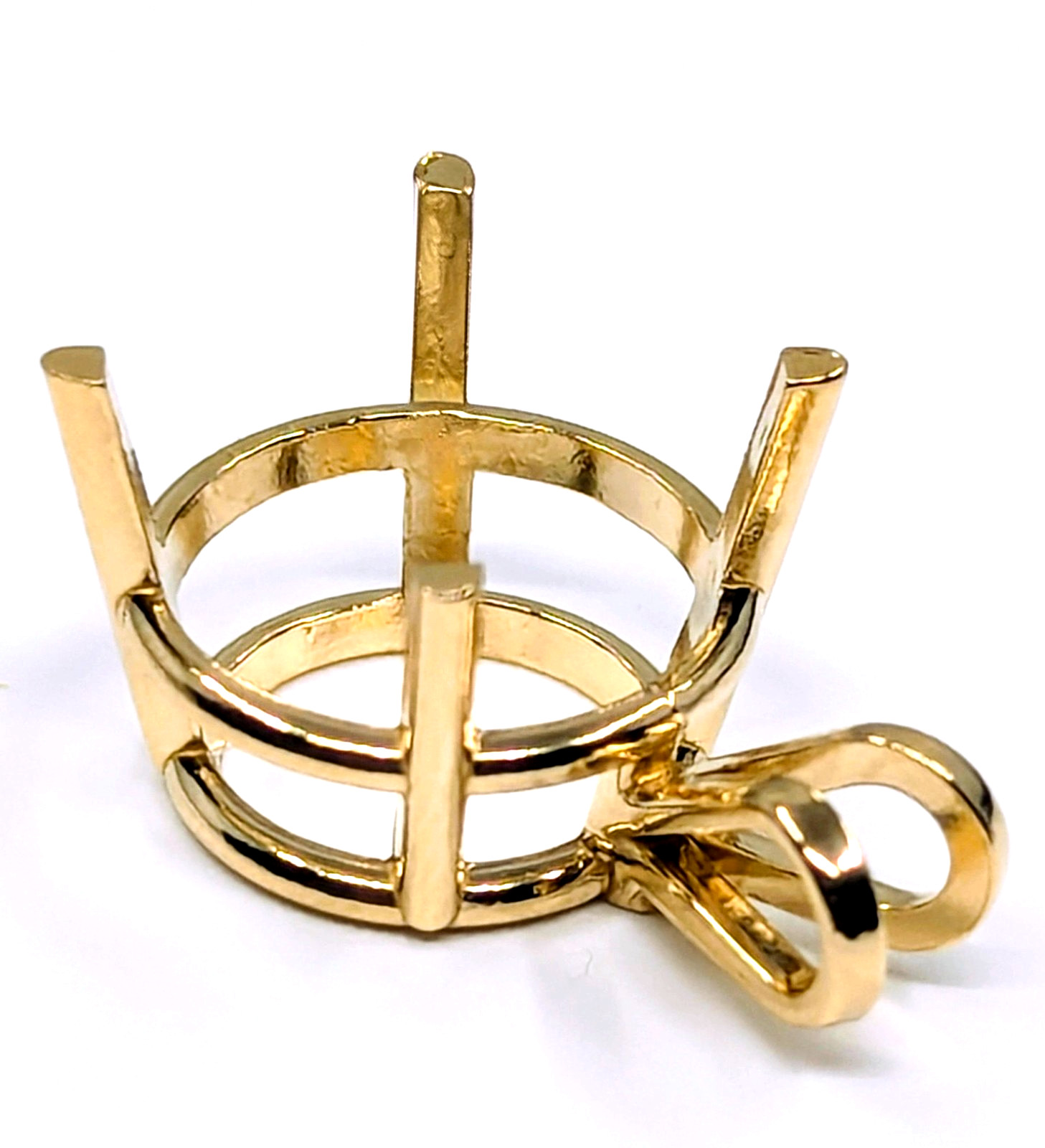 13mm 10K Solid Gold Round Pendant Setting Solitaire Mounting 4 Prong