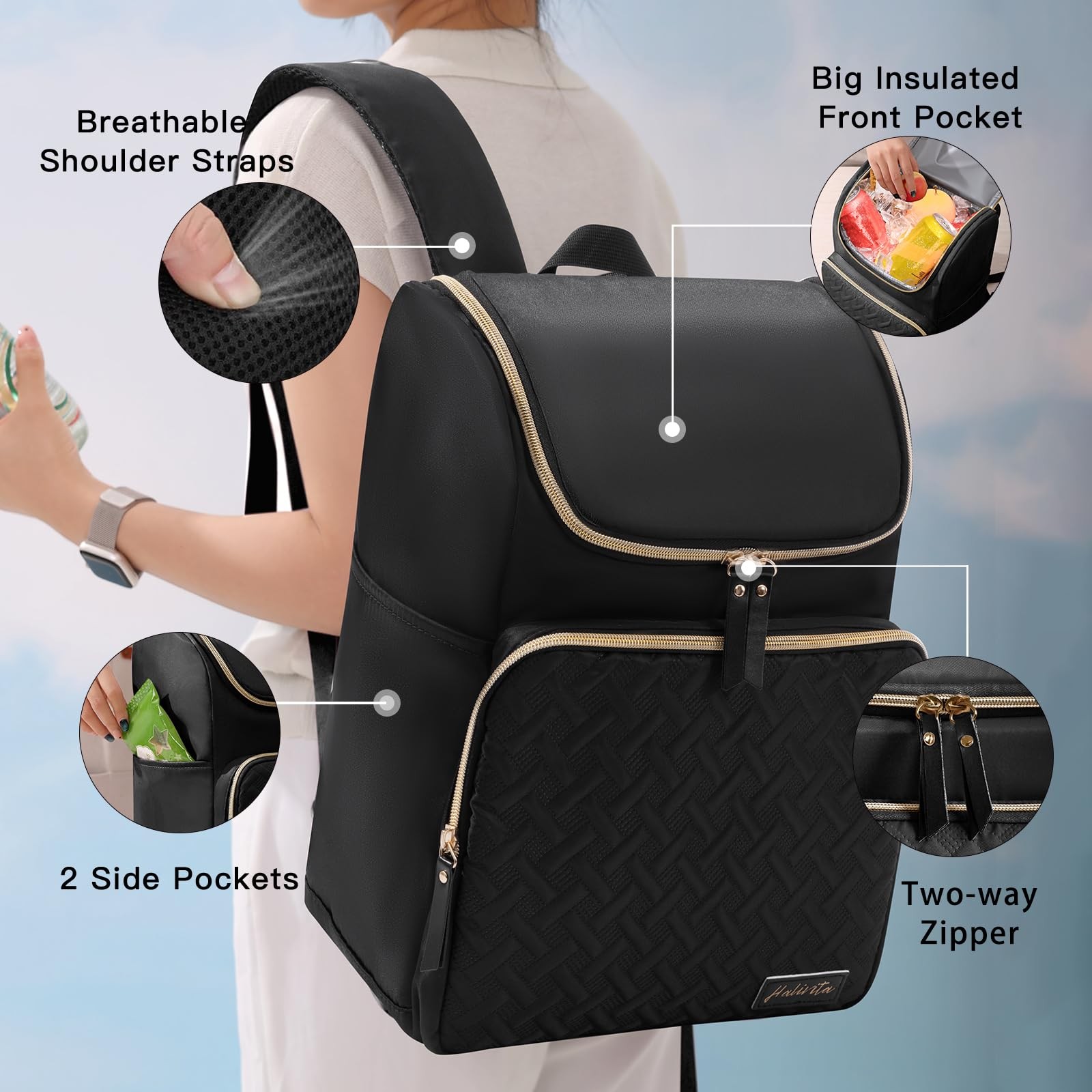 Cooler Backpack Insulated Leak Proof 33 Cans, Waterproof Hiking Backpack Cool...