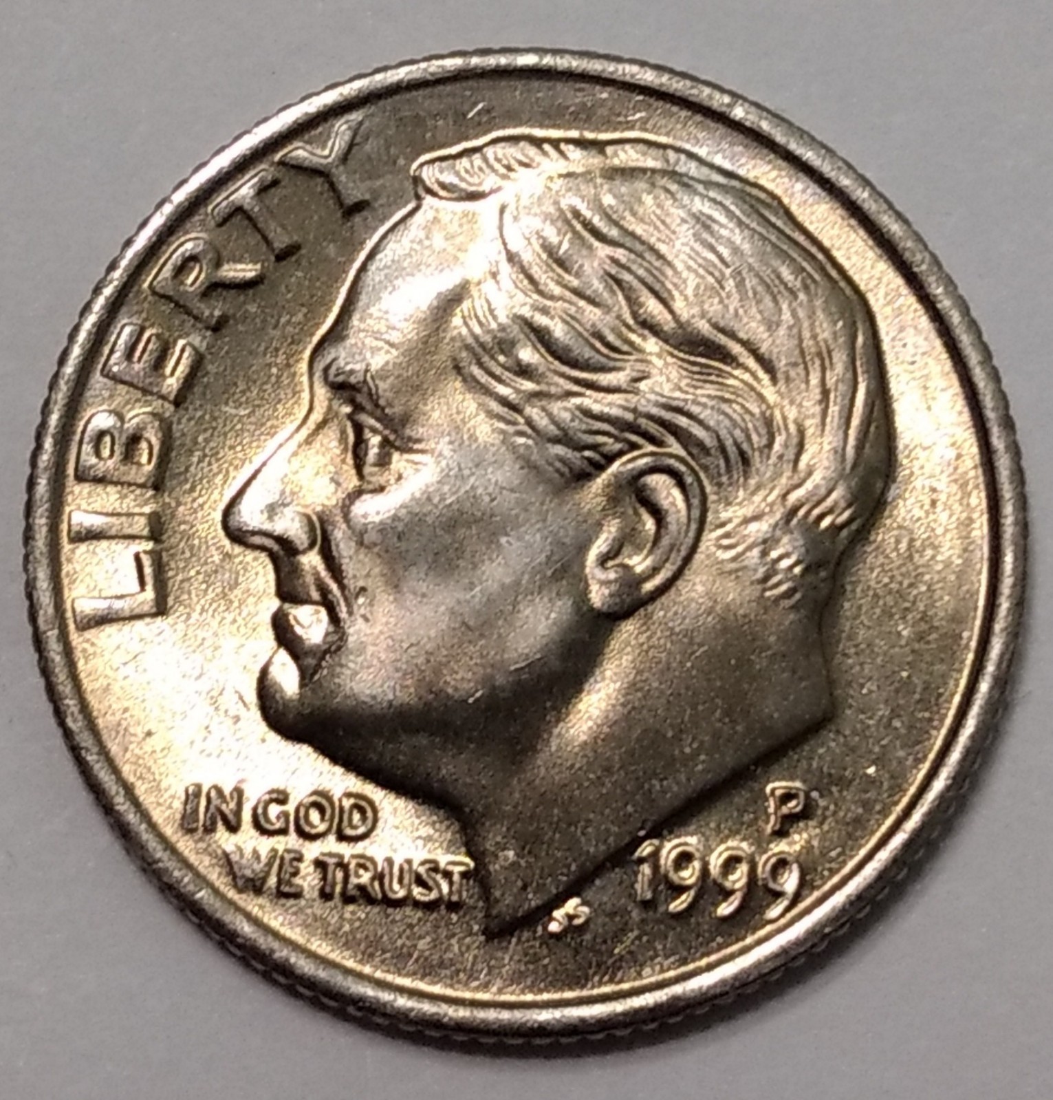 1999-P Gem Mint State Roosevelt Dime ~ "Scarface" ~ Obverse Die Breaks