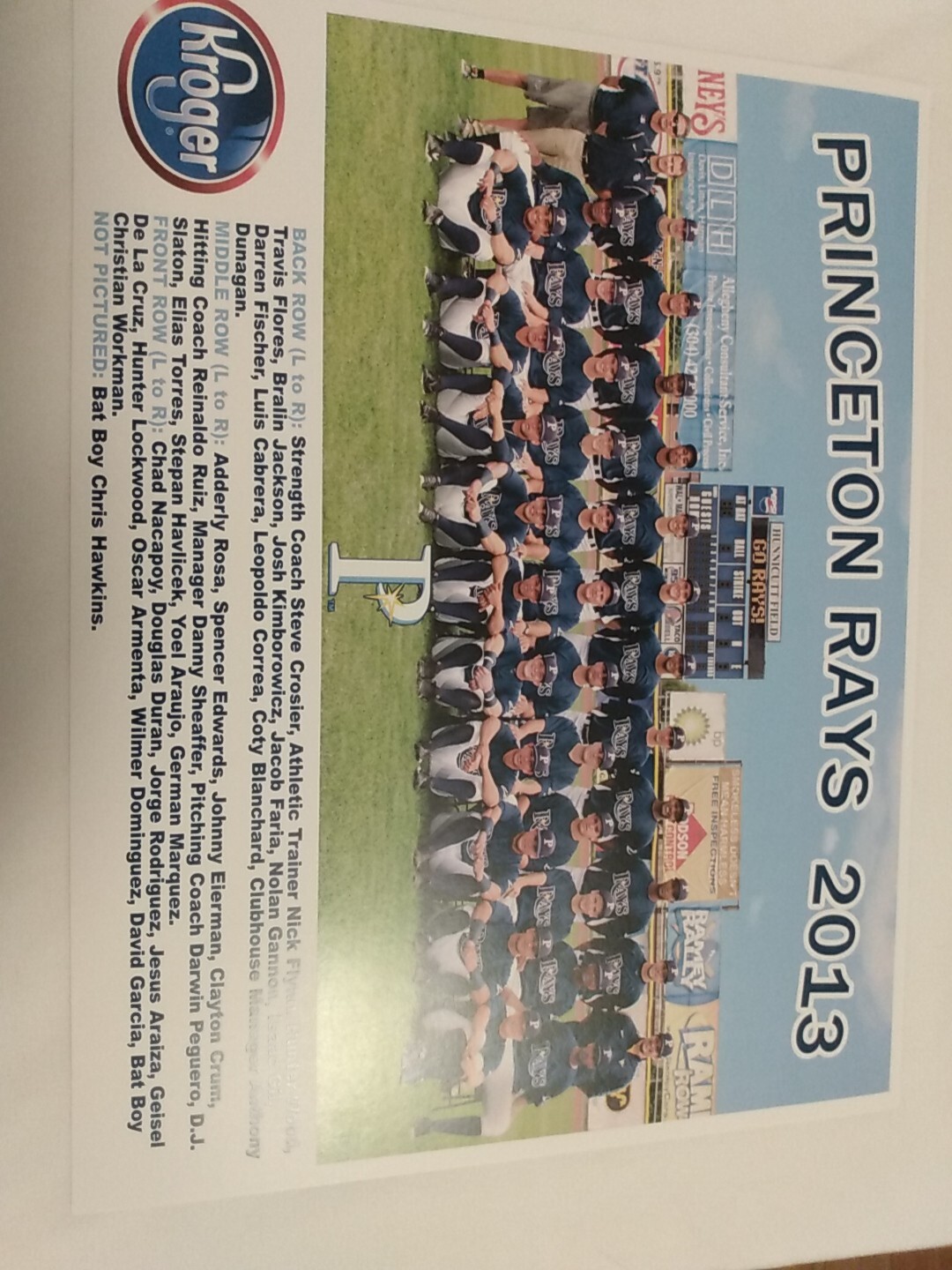 Princeton Rays - 2013 - Team Photo - MINT - Appalachian League