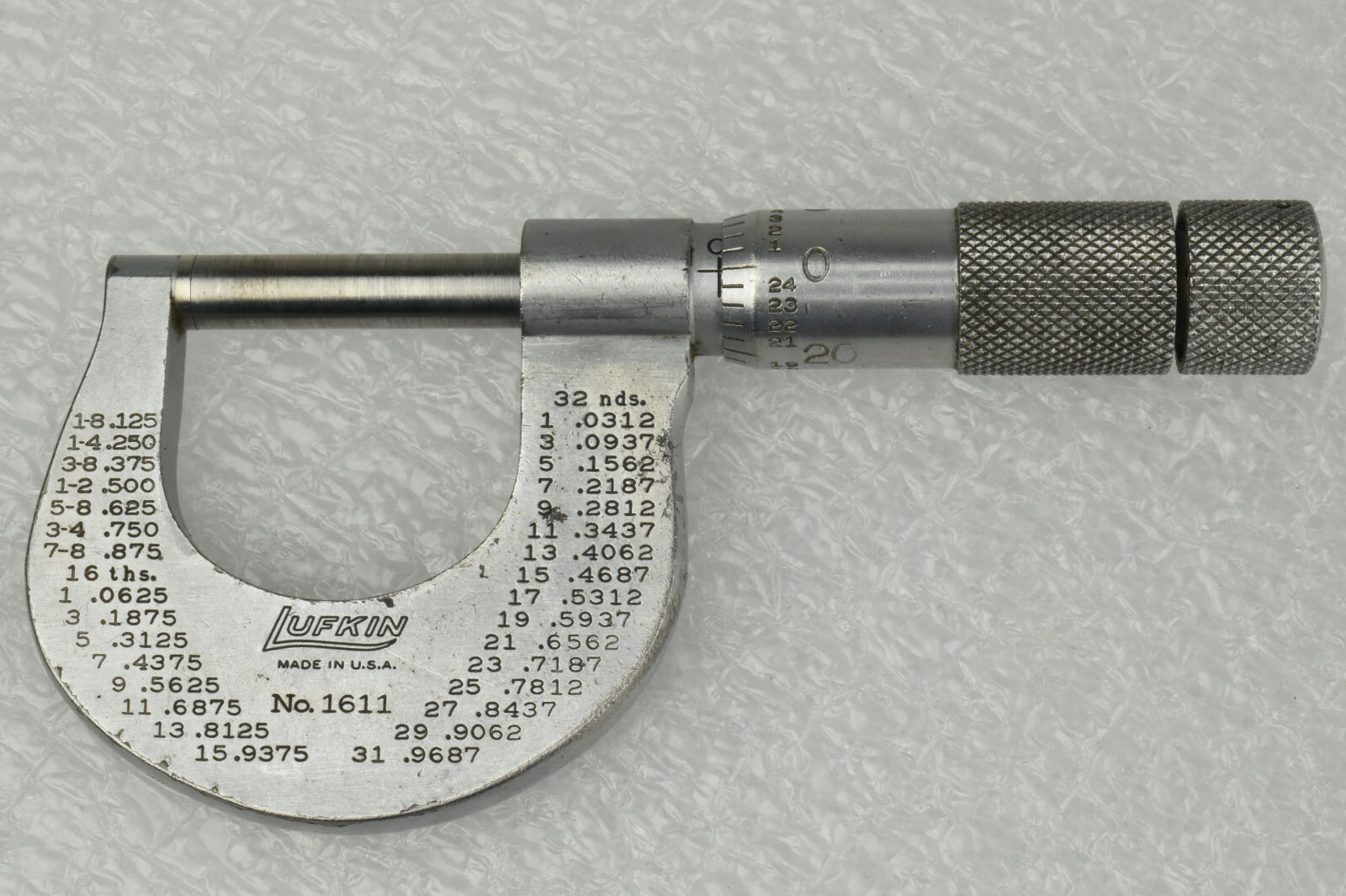 Vintage Lufkin 0-1" Outside Micrometer Calipers No. 1611 USA