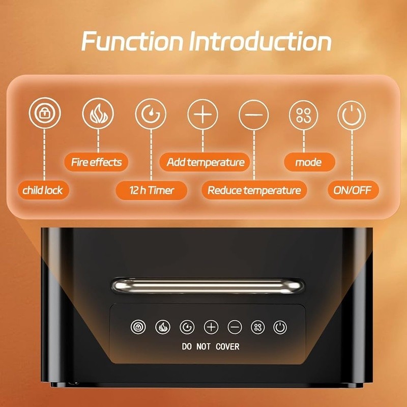 Electric Space Heater Rapid Heating Remote Control 3D Flame Safety Timer