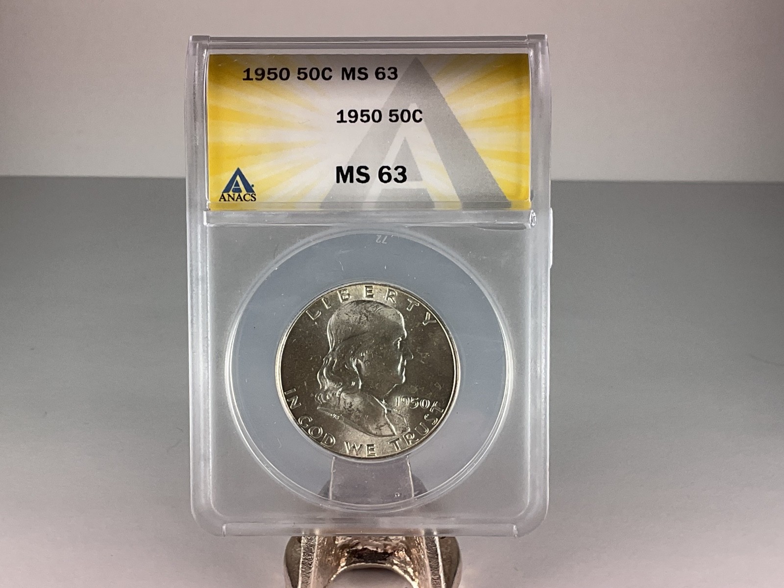 1950 Franklin Silver Half Dollar 50c ANACS  MS 63. Nice Coin