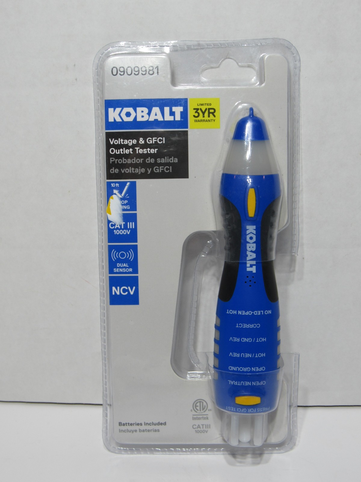 Kobalt KO-VD7504GFI Non-Contact Voltage & GFCI Outlet Tester NEW 0909981