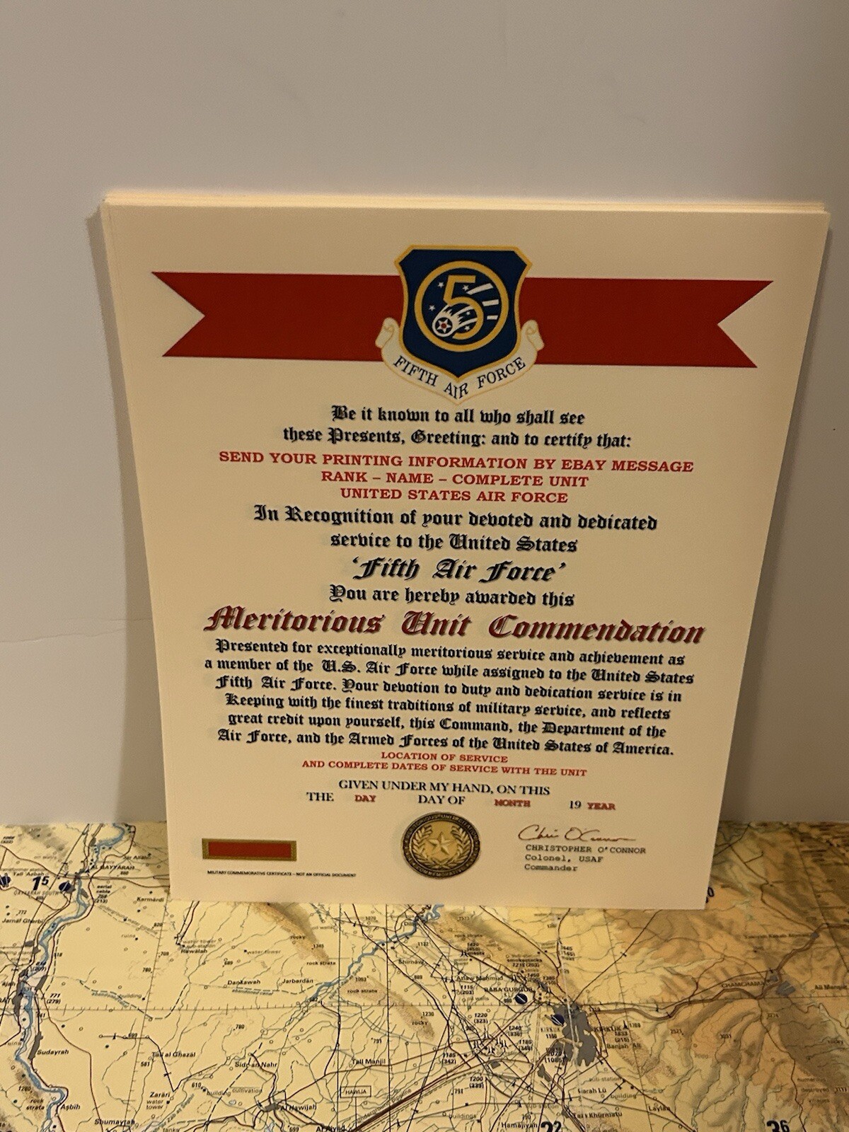 U.S. AIR FORCE / 5TH AIR FORCE - MERITORIOUS UNIT COMMENDATION CERTIFICATE