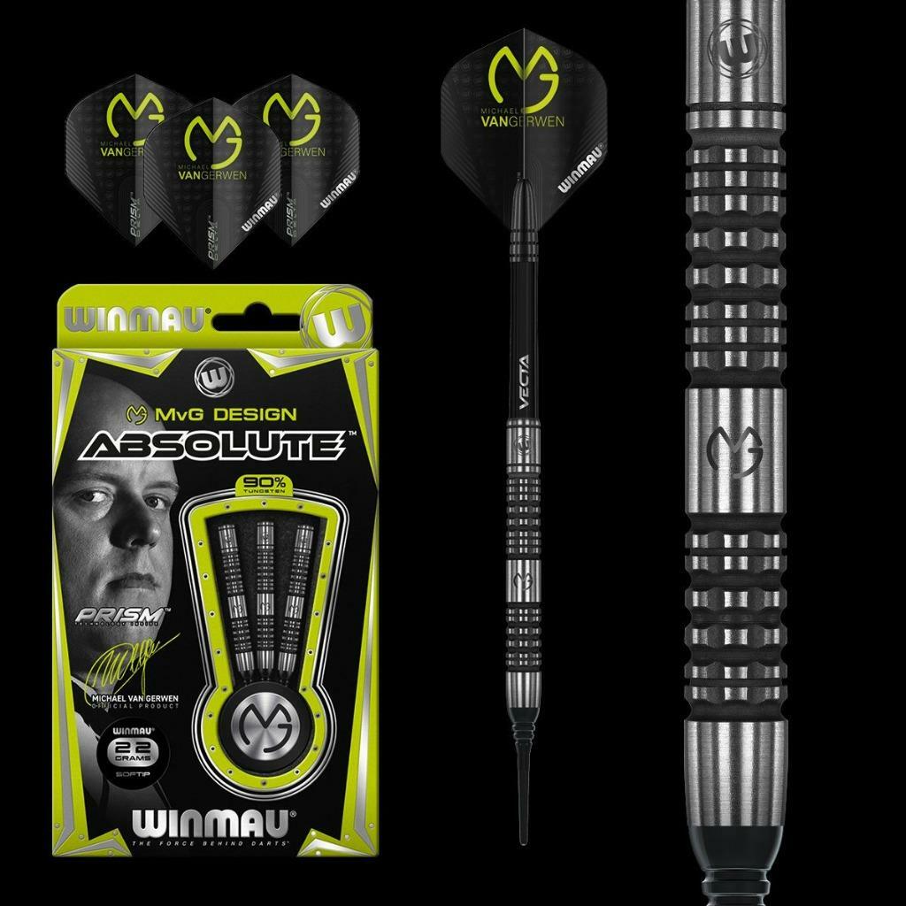WINMAU Michael van Gerwen MVG ABSOLUTE 90% Tungsten 22 Gram Soft Tip Darts 2431