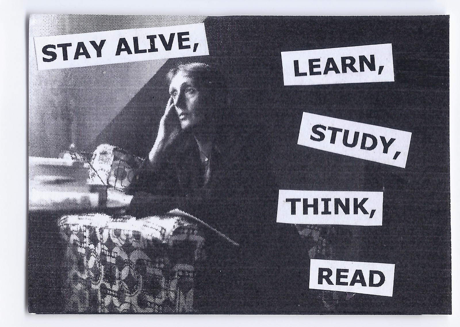 Stay Alive Learn Study Think Read #2 - Virginia Woolf - ACEO OOAK Art Literature
