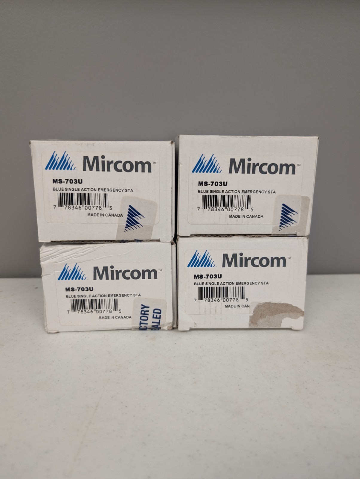Set of 4 New/Open-Box Mircom MS-703U Blue Single Action Emergency Pull Station
