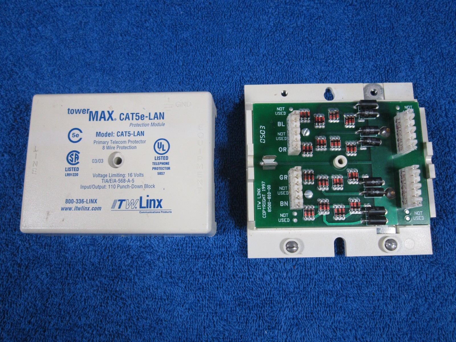 CAT5e Telecom Voltage Protector Primary TowerMax ITWLinx USED But Known Good