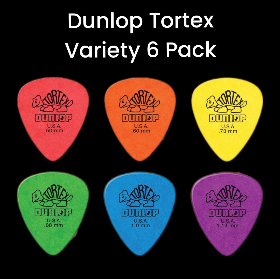 Dunlop Tortex Variety 6 Pack, 1 Pick of each Tortex Thickness