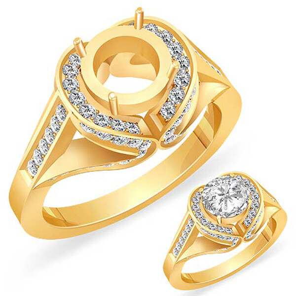 1.00Ct Round Diamond Engagement Wedding Setting Ring 14k Gold Yellow F VS1 Heart
