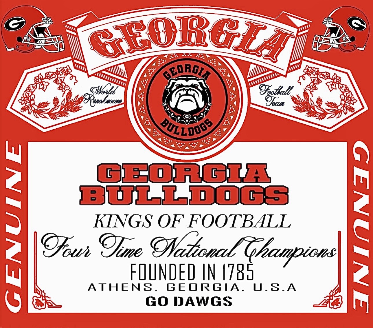(2) Georgia Bulldogs Waterproof Vinyl Stickers 4x3.5 Bud Decal Wrap 4x Champs