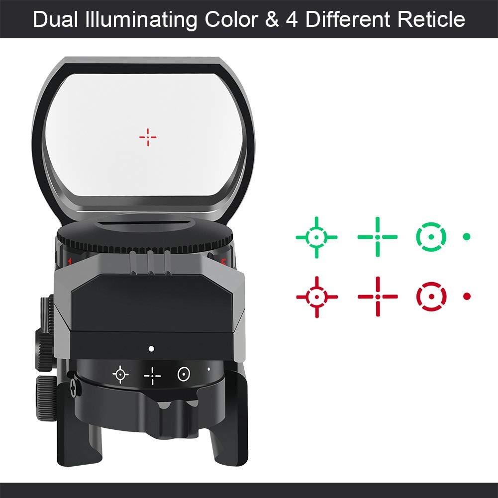 Feyachi Reflex Sight - Adjustable Reticle (4 Styles) Both 3.2*1.5*2.1, Black