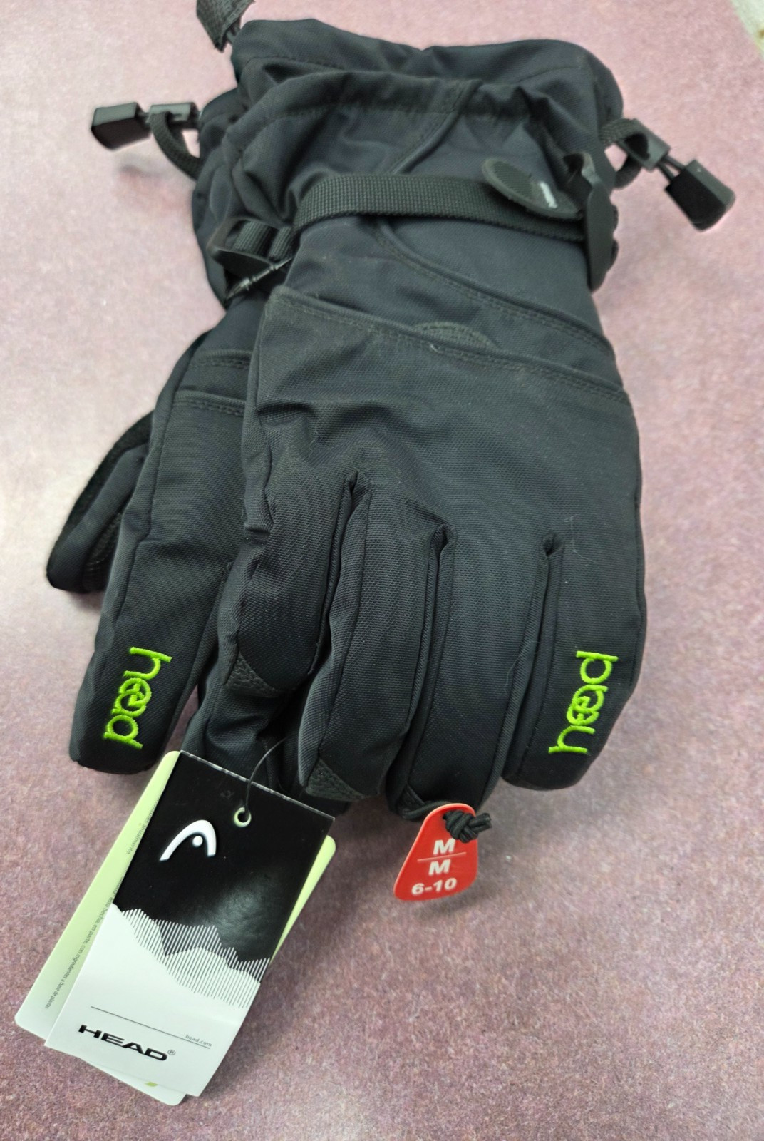 Head Children's Dupont Sorona Insulated Gloves w/Pocket Black  M Medium 6-10