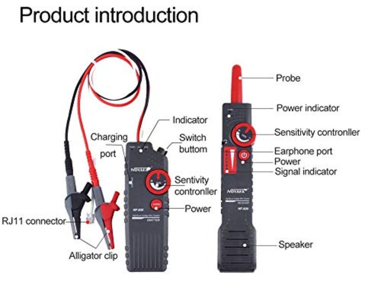 NF-820 Underground Wire Locator High Low Voltage Cable Finder Tracker Tester