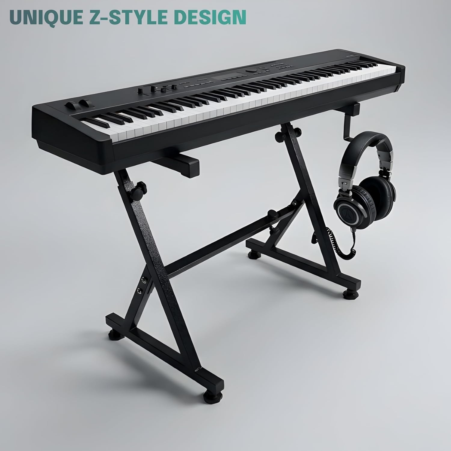 FEBTECH Z Style Keyboard Piano Stand Adjustable Heavy Duty 200LB 61-88 Key