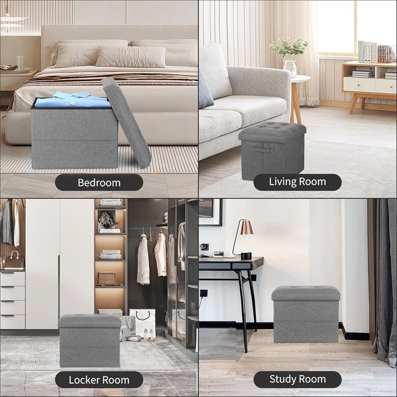 Square Storage Ottoman Footstool Durable Bench W/ Hidden Compartment Foam New