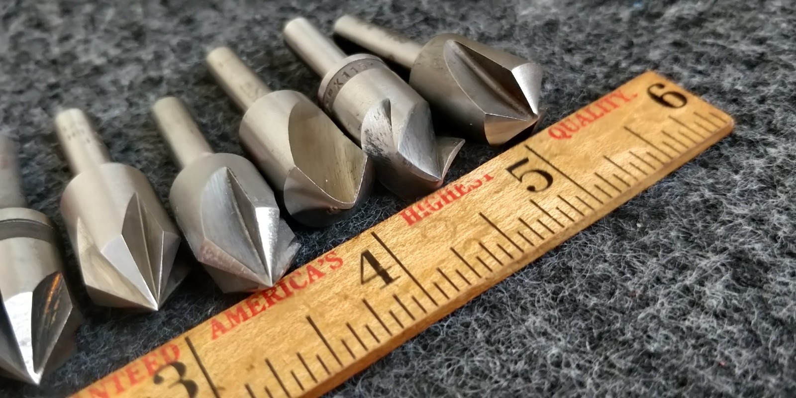 SET of 9 ~ 1/2" countersinks in assorted angles and flutes