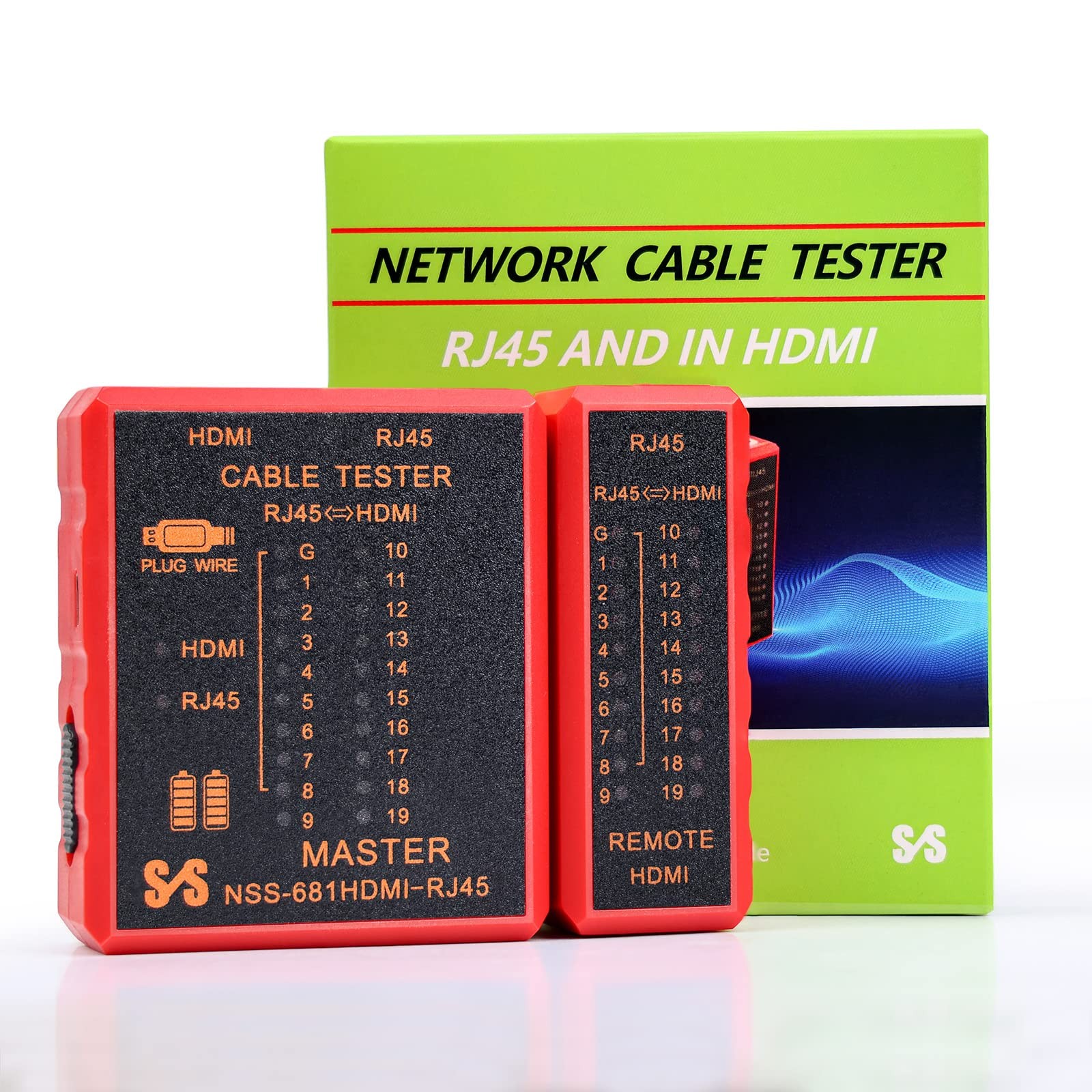 HDMI Tester Portable High Definition Network Cable Red and Black