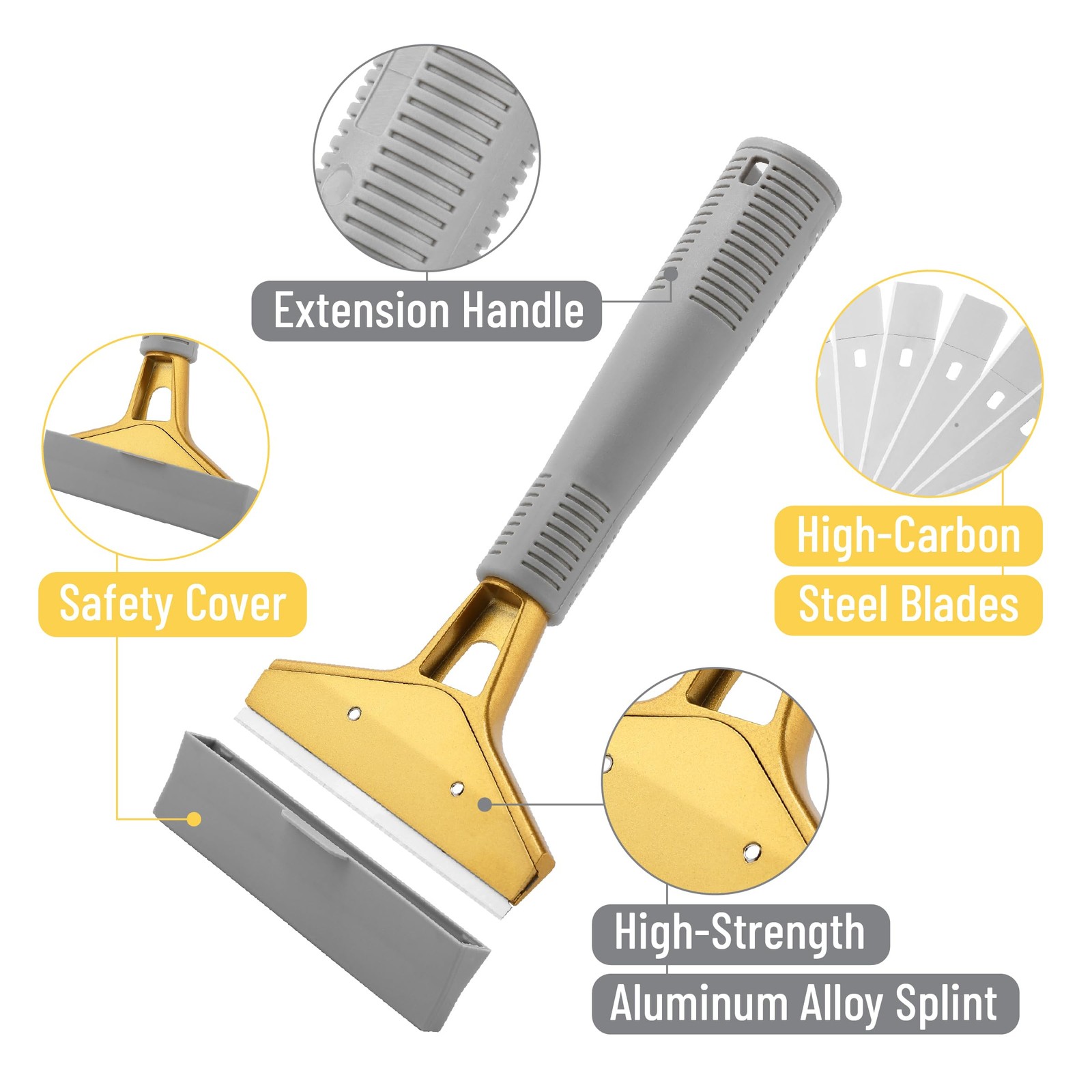 Bates- Razor Blade Scraper Set, 2 Pack, 1.5" & 4" Yellow and Gray