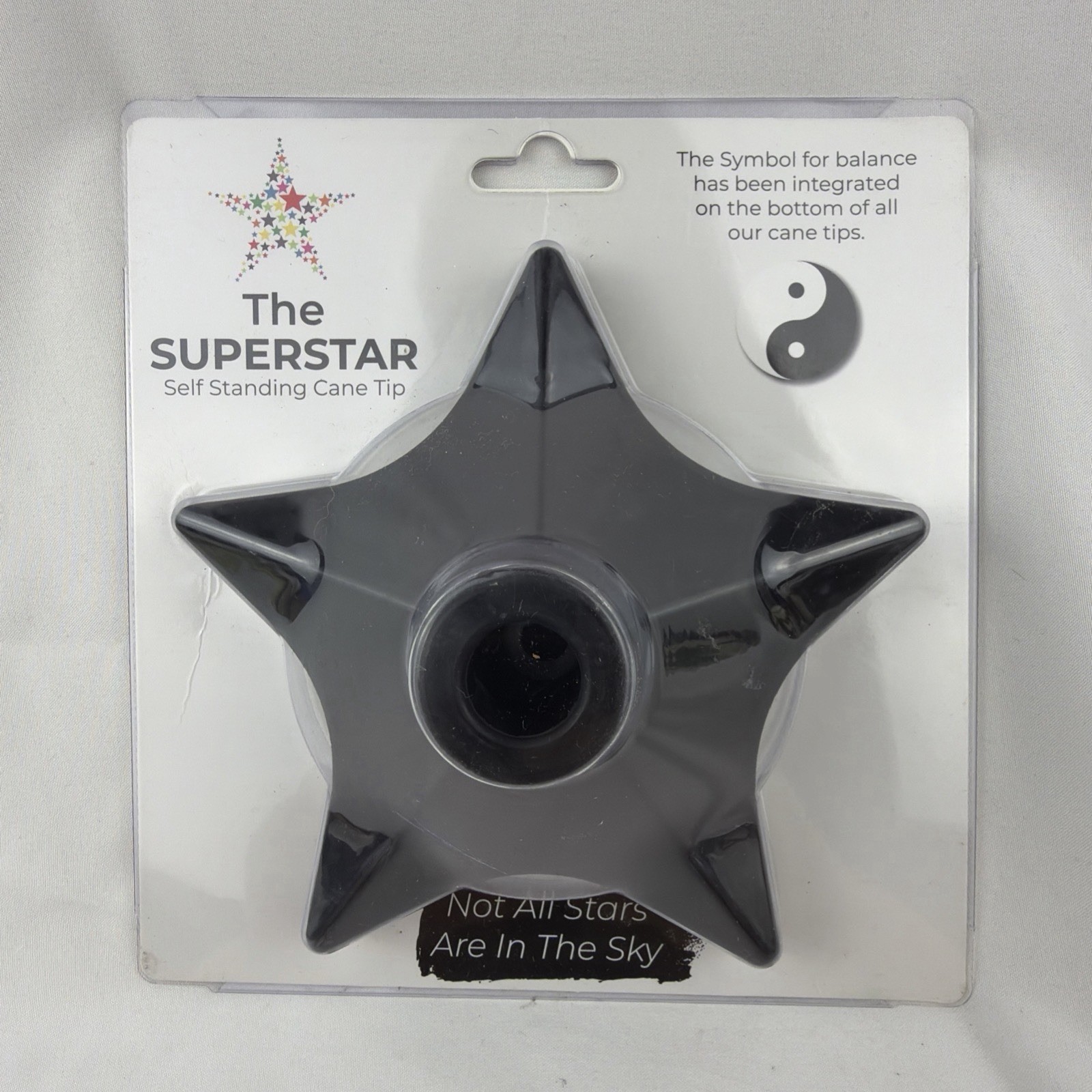 Superstar Self Standing Cane Tip Replacement Base Gray Black Sealed. Fits 3/4