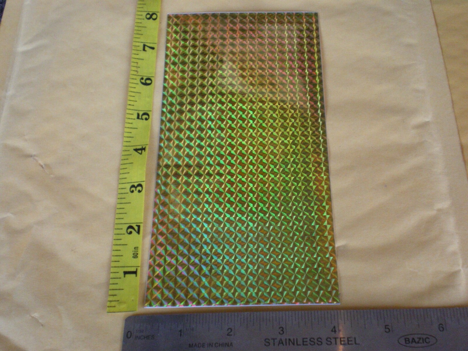 20 PCS. HOLOGRAPHIC FISHING LURE TAPE 4" X 8"/FLASHER PRISM, GOLD