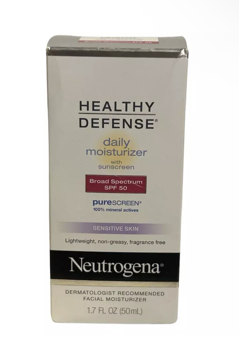 Neutrogena Healthy Defense Daily Moisturizer ~ Sensitive Skin ~ SPF 50 ~ READ