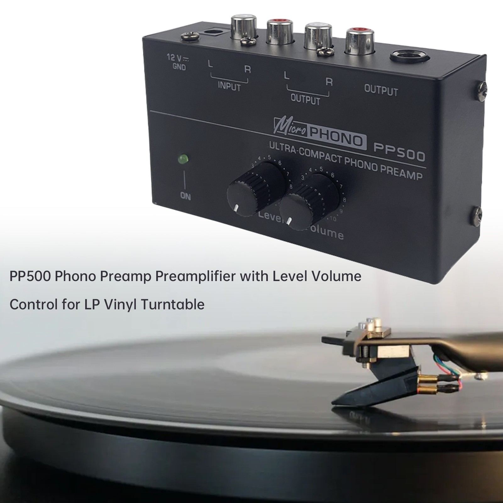 PP500 Phono Preamp Preamplifier with Level Volume Control for LP Vinyl Turntable