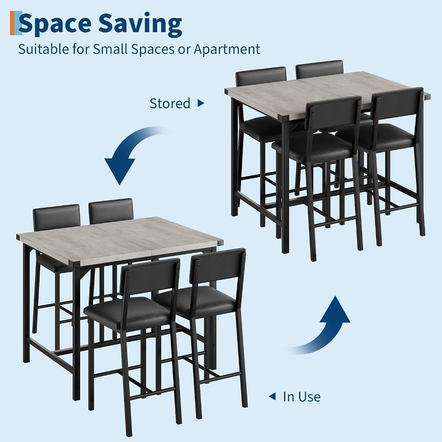Dining Table Set for 4 with Corner Protector, Kitchen Table Set W/Footrest & Bac