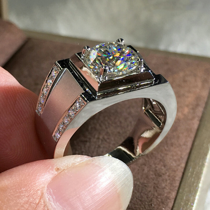 Fashion 925 Silver Filled Ring Men Cubic Zircon Wedding Jewelry Gift Sz 8-12
