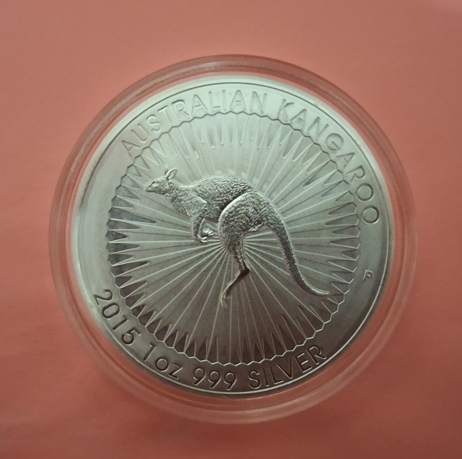 2015 Kangaroo - Perth Mint 1oz  999 Silver Coin In A Custom Acrylic Capsule
