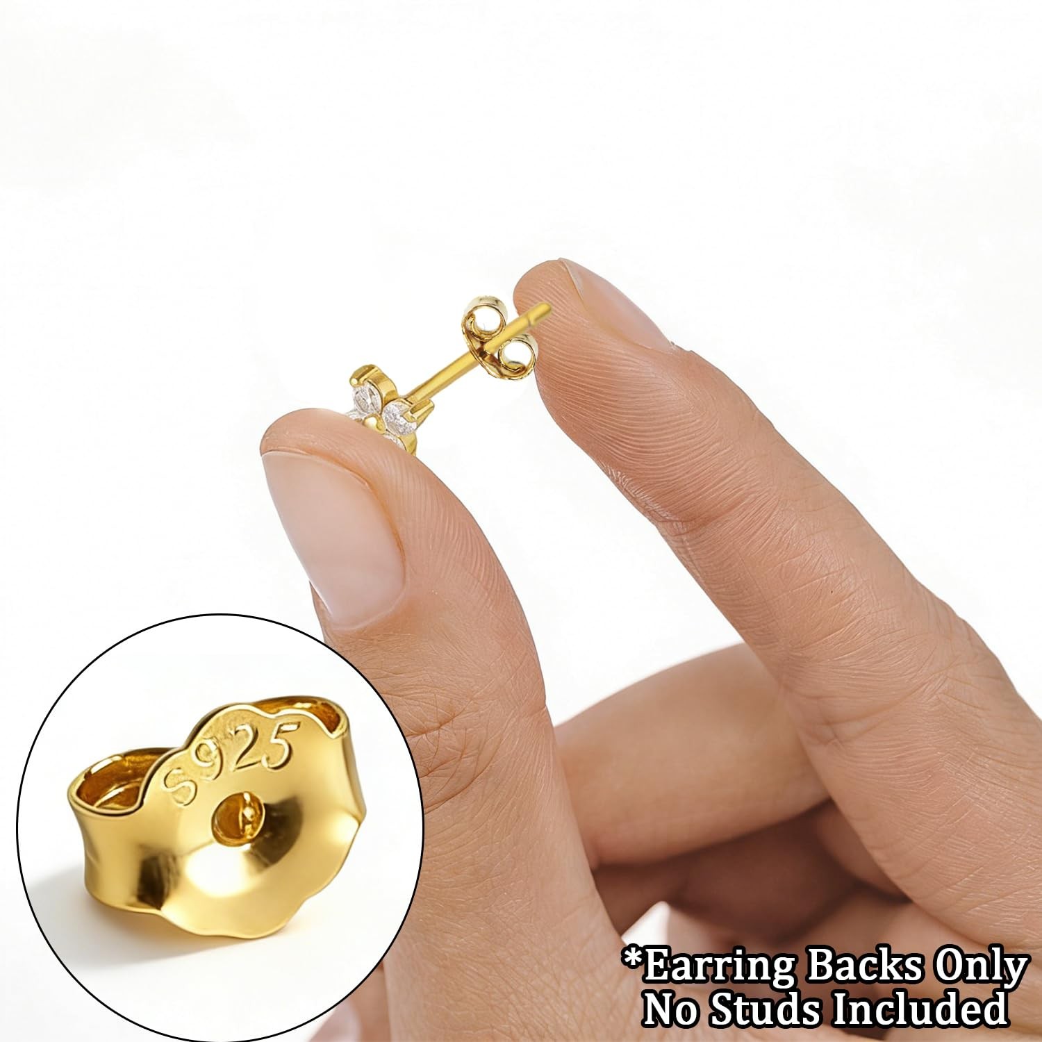 12PCS 14KGold Plated 925 Sterling Silver Earring Back Replacement
