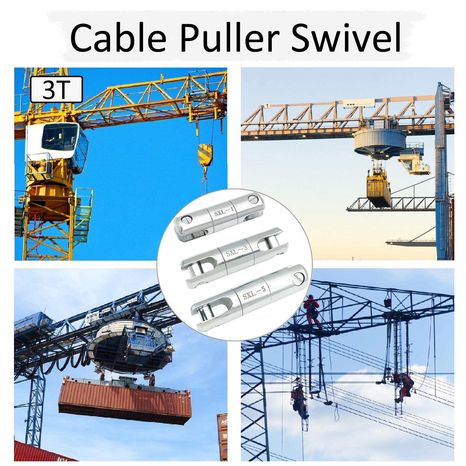 1 PC 3 Ton Cable Pulling Swivel Wire Bearing Breakaway Tool Construction
