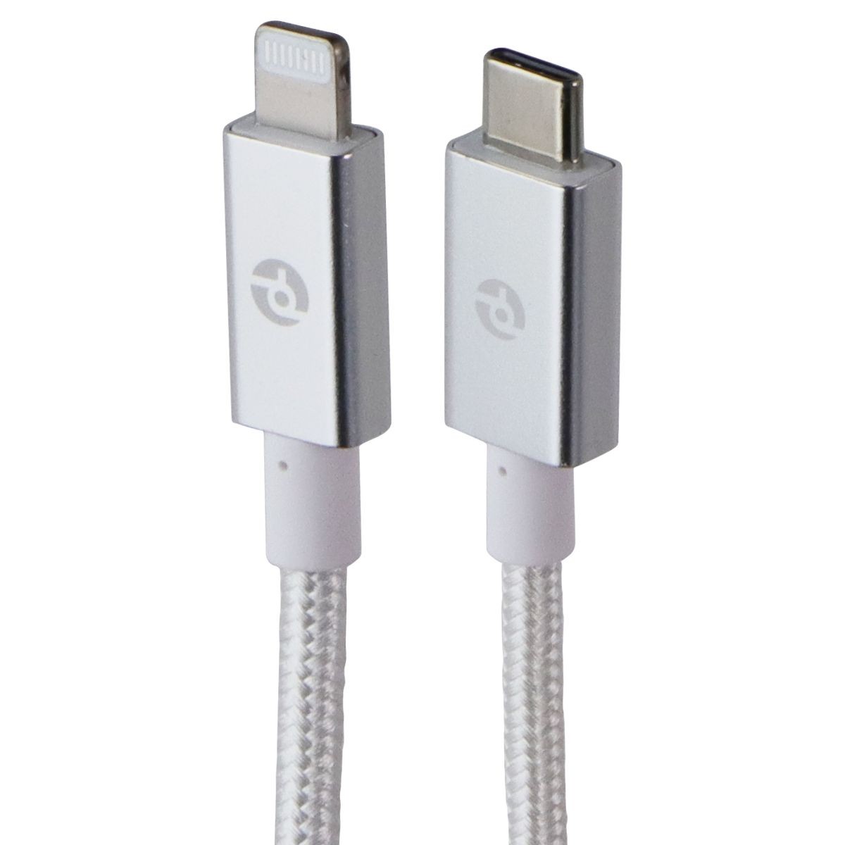 PowerLab Braided (10-Ft) USB-C to 8-Pin Charge Sync Cable - Silver/White