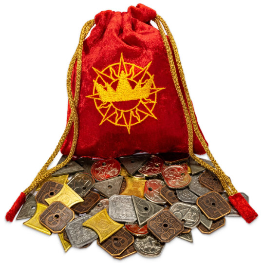 The Kings Coffers 60 Metal Fantasy Coins with Pouch Great for LARP & RPG Prop
