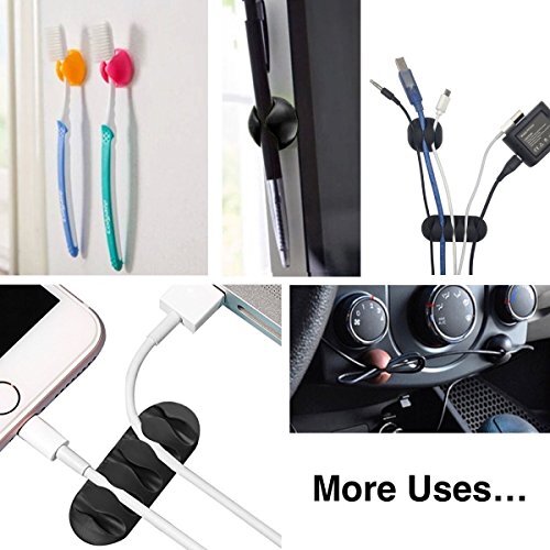Cable Clips,24 Pack Black Adhesive Cord Holders,Ideal Cords for Organizing Cable