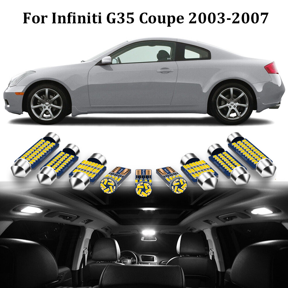 11x White LED Lights Interior Package Kit For 2003-2007 Infiniti G35 Coupe