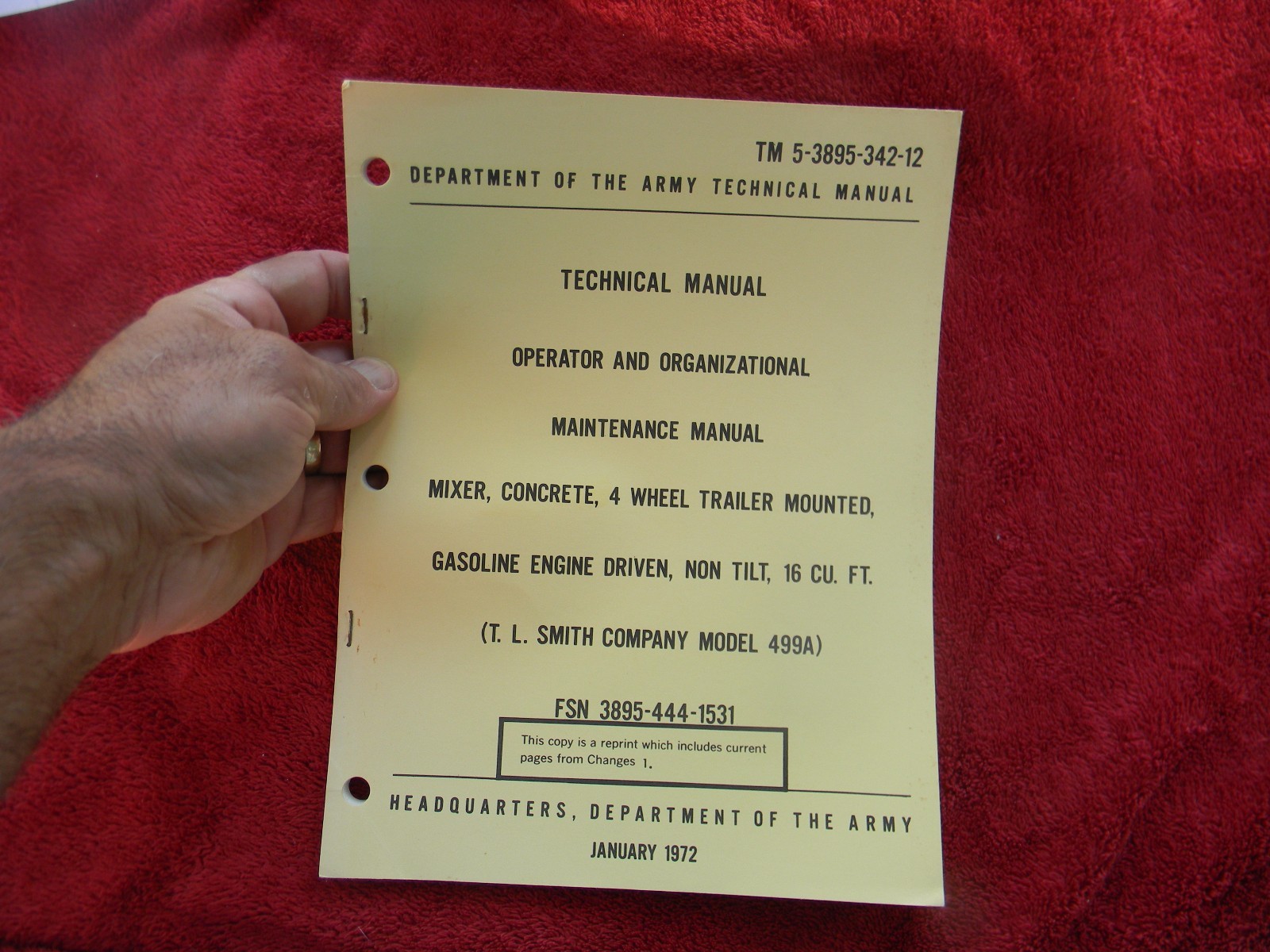 1972 MIXER, CONCRETE, (T.L. SMITH COMPANY MODEL) TM 5-3895-342-12 Dept Army*188