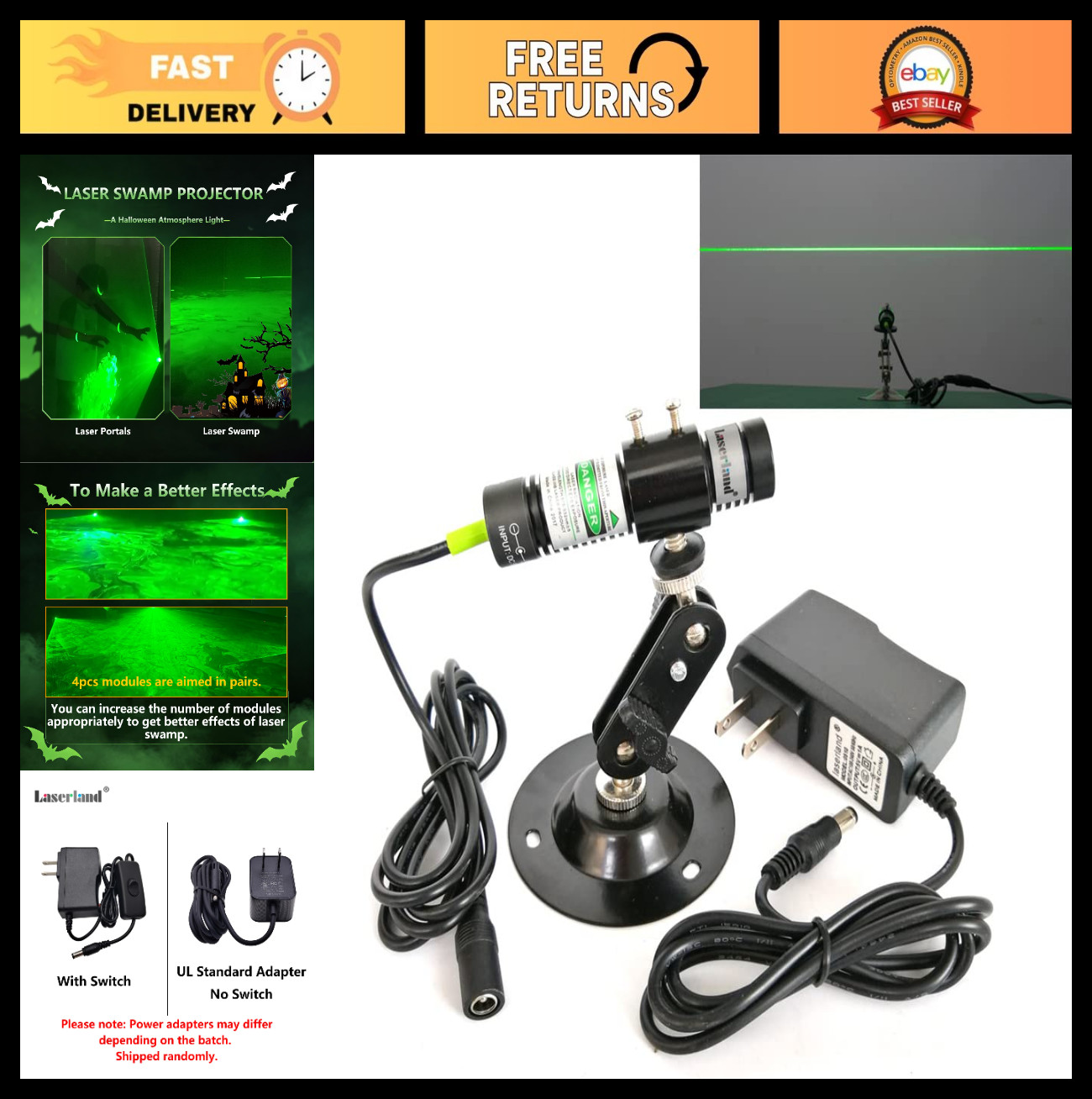 532nm Green Laser Line Module Projector for Halloween, Haunted House, Woodworkin