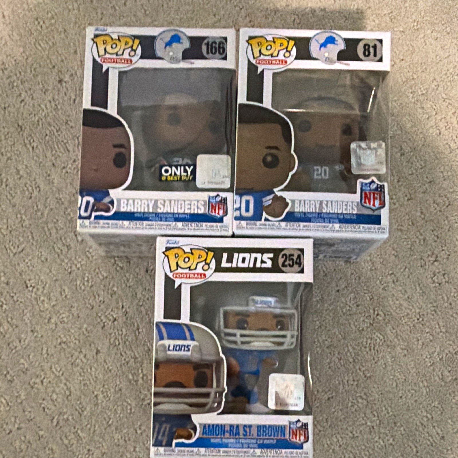 Funko Pop! NFL Detroit Lions 3-Figure Lot Exclusive Boxed Sanders 166/81