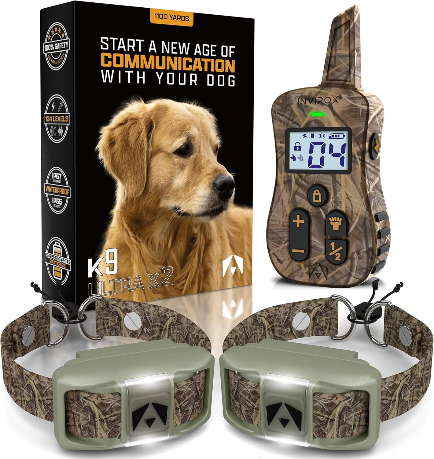 Dual Dog Shock Collar - 124 Levels, 4 Modes, ¾ Mile Range, Safe & Waterproof